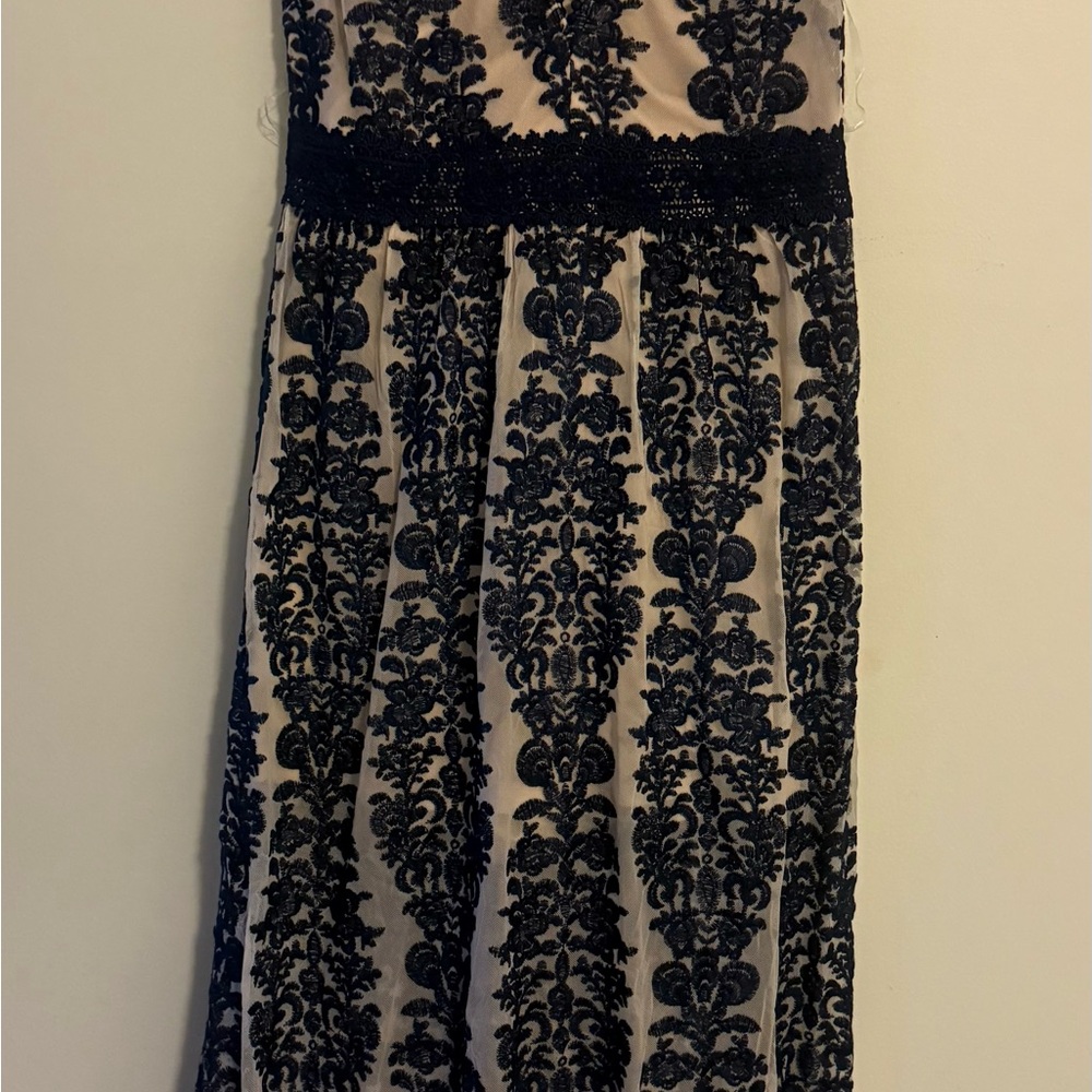 Speechless very dark blue and Cream Lace Maxi Dress